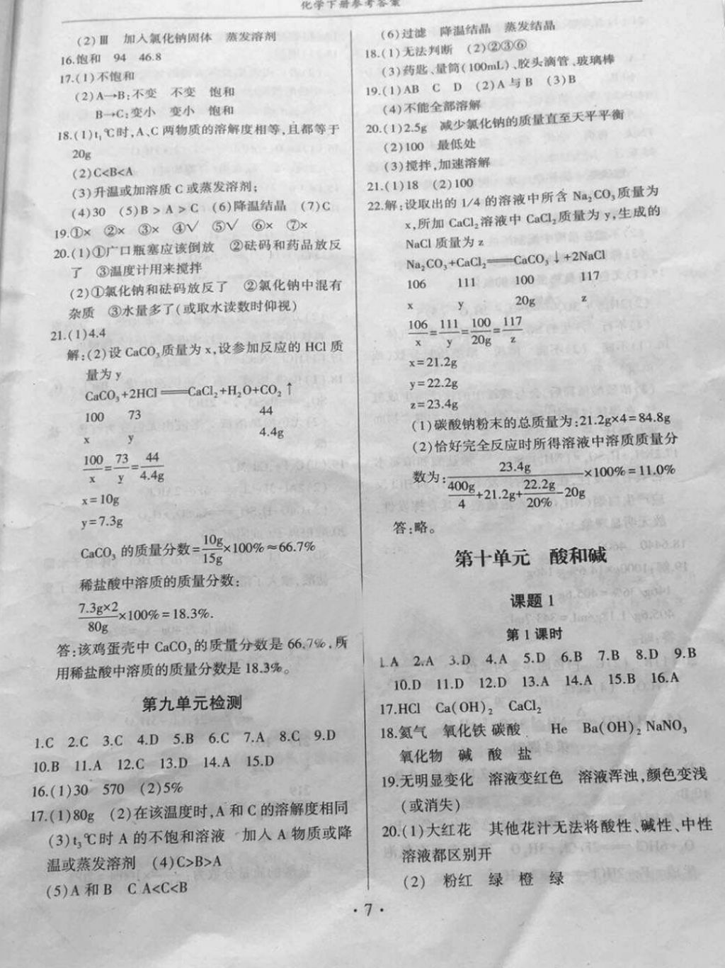 2018年金榜秘笈名校作業(yè)本九年級化學(xué)下冊 第7頁