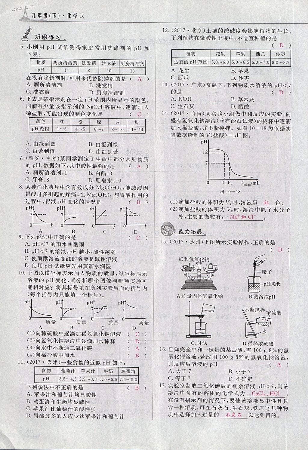 2018年五州圖書超越訓(xùn)練九年級(jí)化學(xué)下冊人教版 第197頁