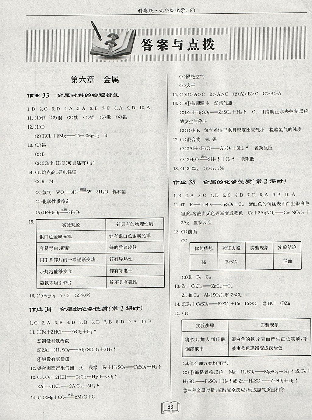 2018年启东中学作业本九年级化学下册科粤版 第1页