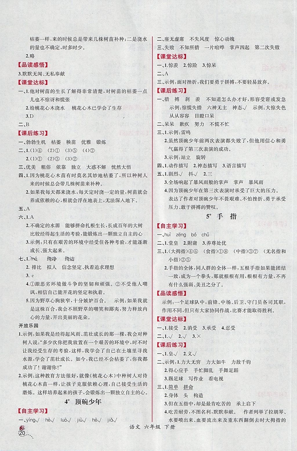 2018年同步导学案课时练六年级语文下册人教版 第2页