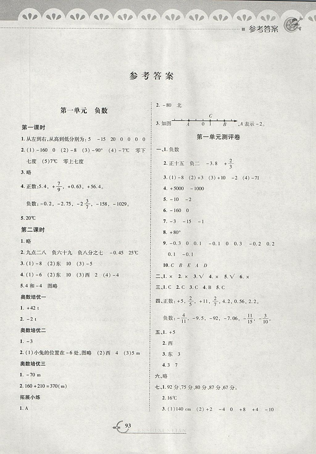 2018年小學(xué)數(shù)學(xué)同步課時(shí)訓(xùn)練與拓展提優(yōu)六年級(jí)下冊(cè)人教版 第1頁(yè)