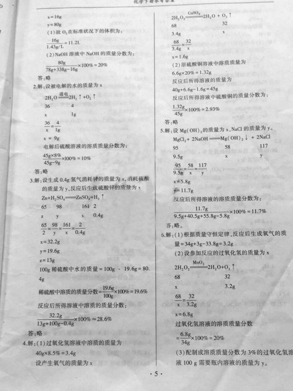 2018年金榜秘笈名校作業(yè)本九年級化學下冊 第5頁