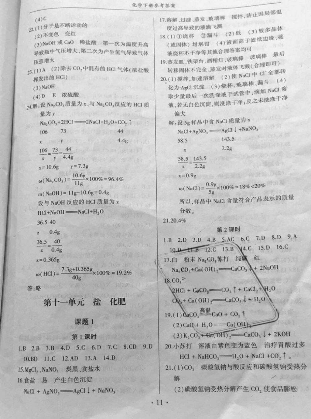 2018年金榜秘笈名校作業(yè)本九年級化學下冊 第11頁