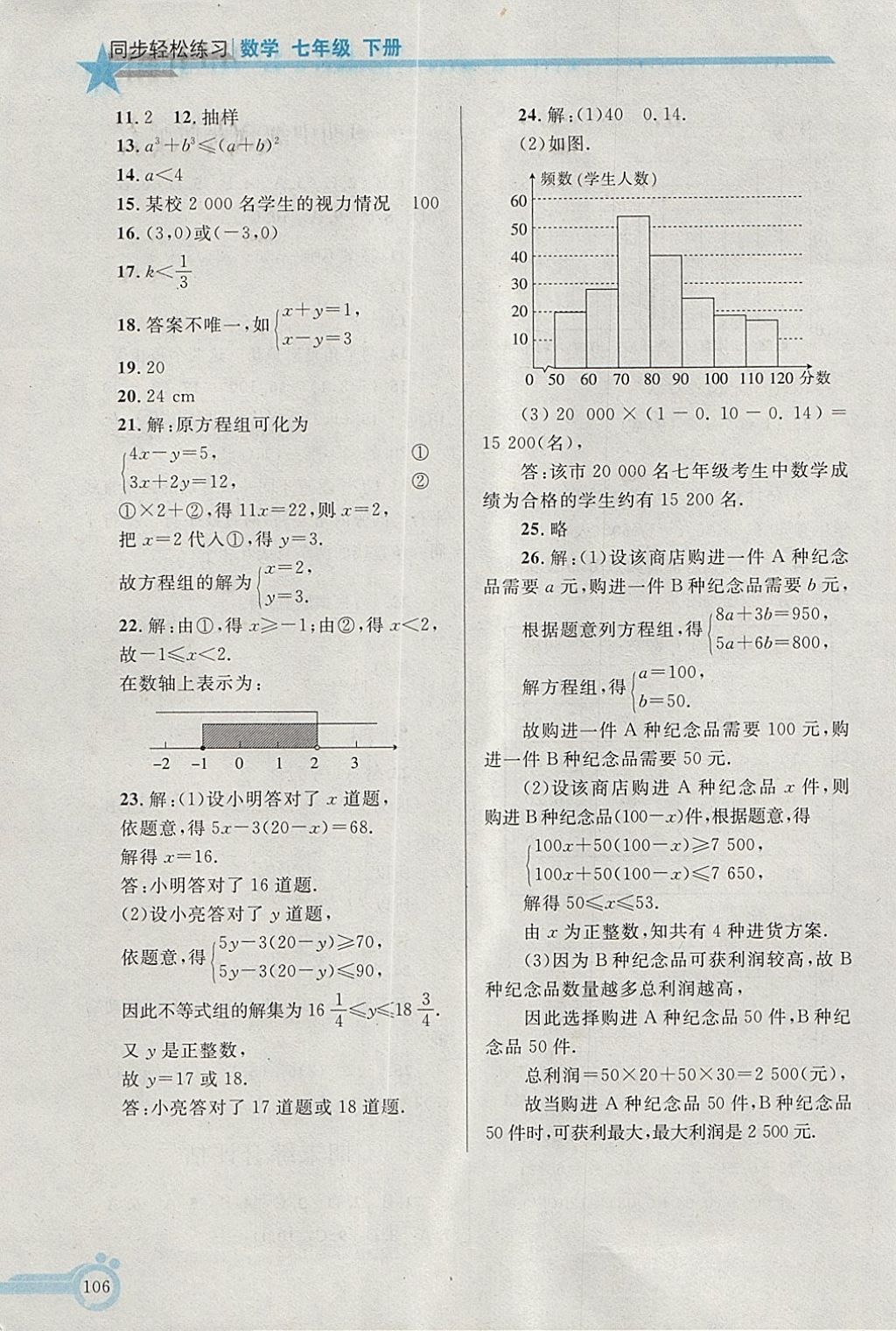 2018年同步輕松練習(xí)七年級(jí)數(shù)學(xué)下冊(cè) 第21頁