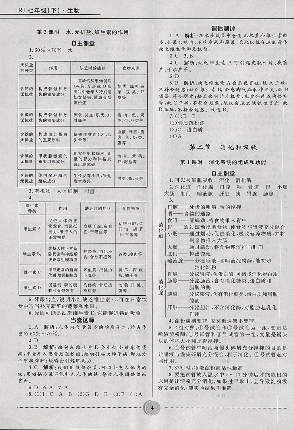 2018年奪冠百分百初中精講精練七年級生物下冊人教版 第4頁