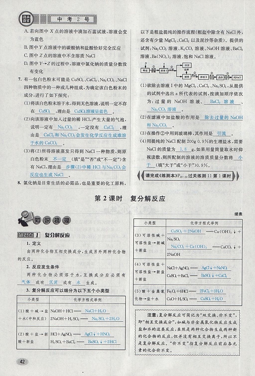 2018年中考2號河北考試說明的說明化學(xué) 第124頁