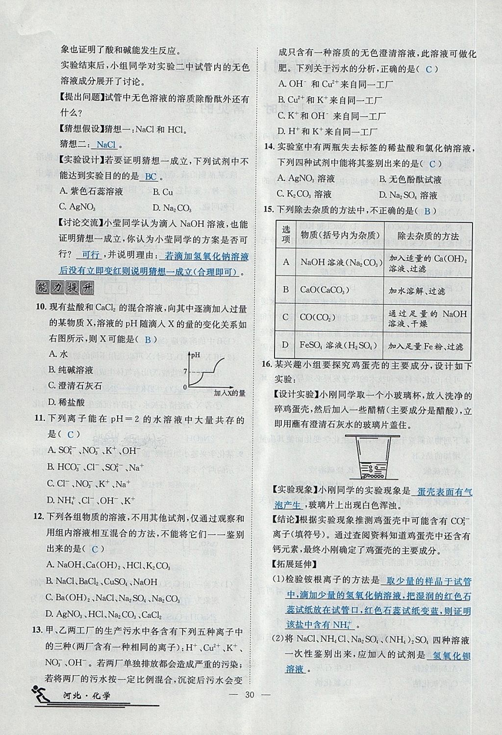 2018年中考2號河北考試說明的說明化學(xué) 第160頁