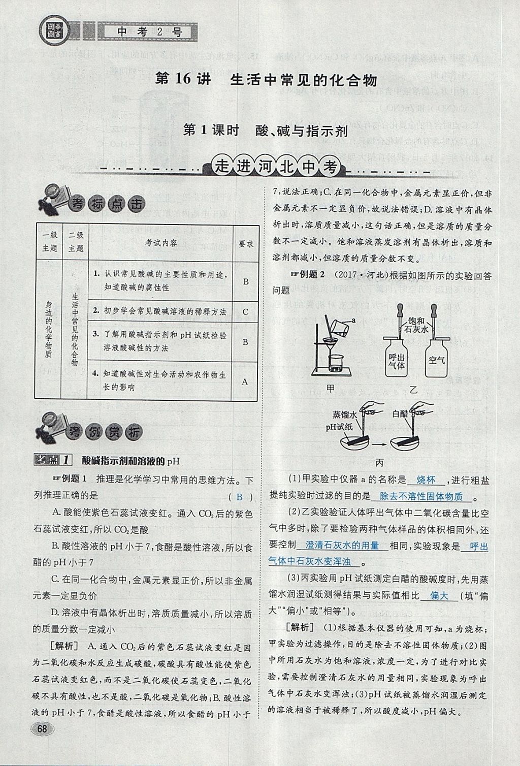 2018年中考2號河北考試說明的說明化學(xué) 第20頁