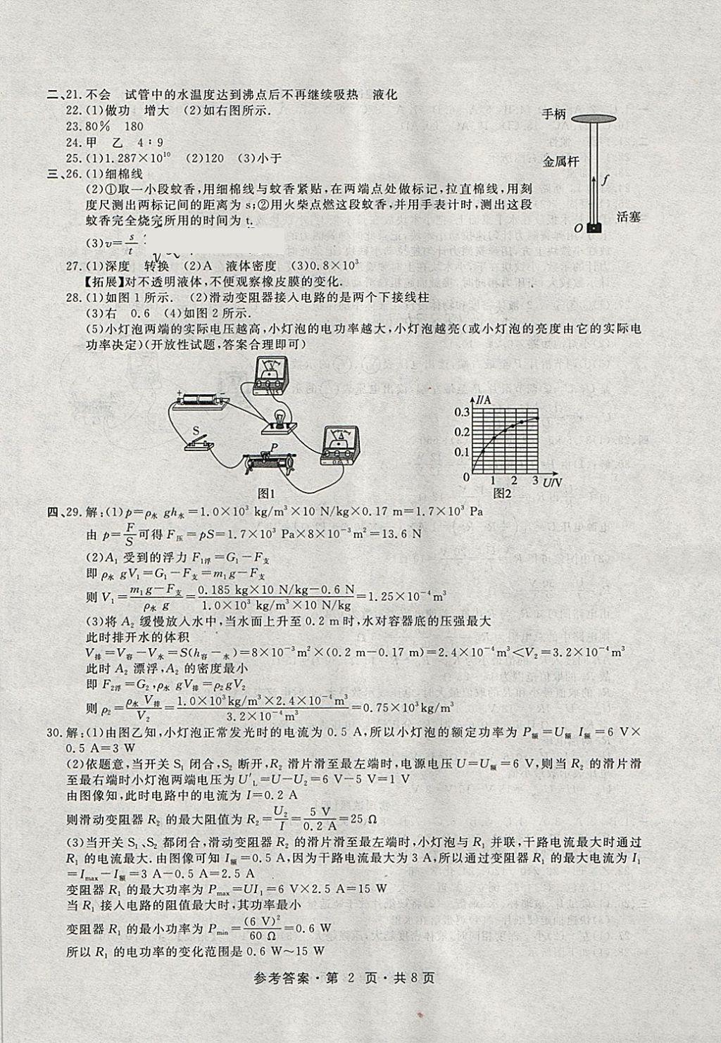 2018年初中毕业生升学模拟考试物理 第2页