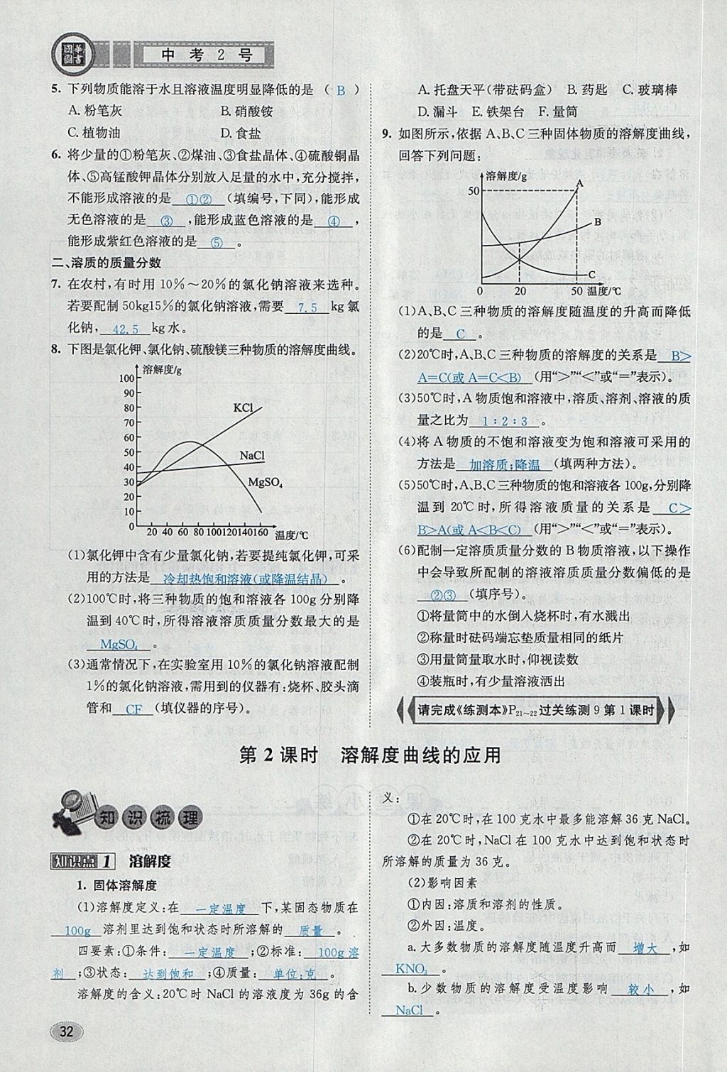 2018年中考2號(hào)河北考試說明的說明化學(xué) 第114頁(yè)