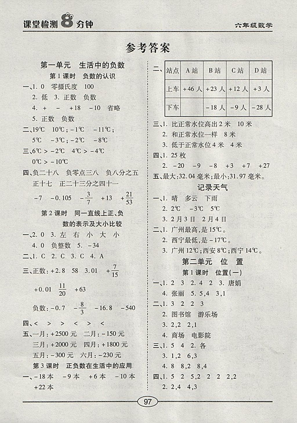 2018年課堂檢測8分鐘六年級數(shù)學下冊冀教版 第1頁