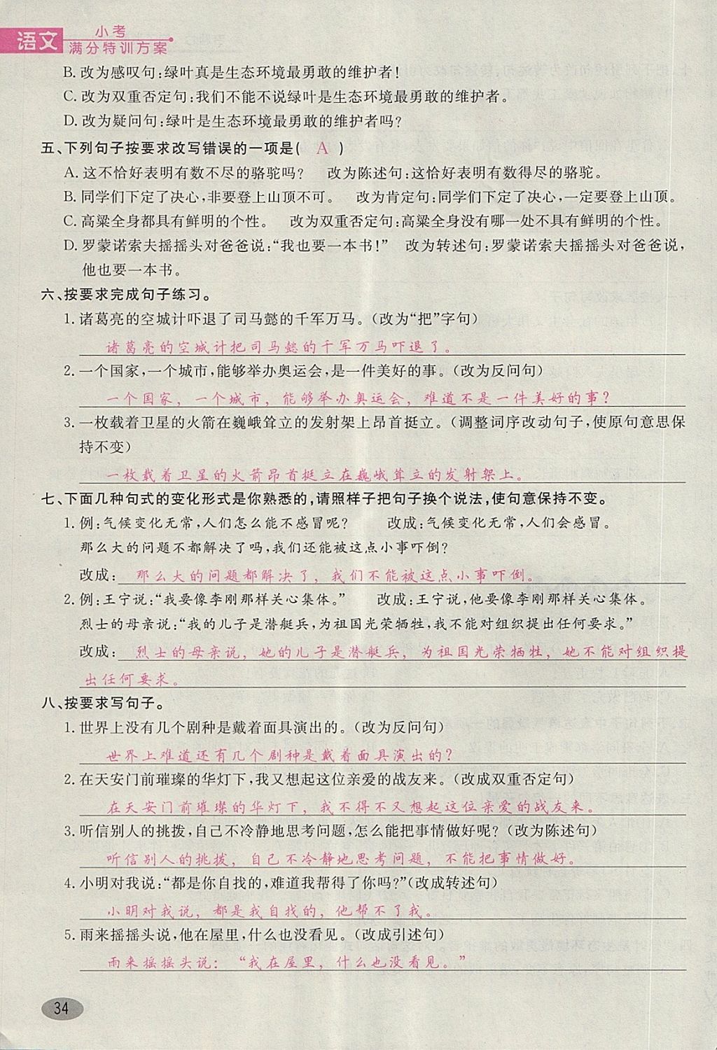 2018年名師面對(duì)面小考滿分特訓(xùn)方案語(yǔ)文 第75頁(yè)