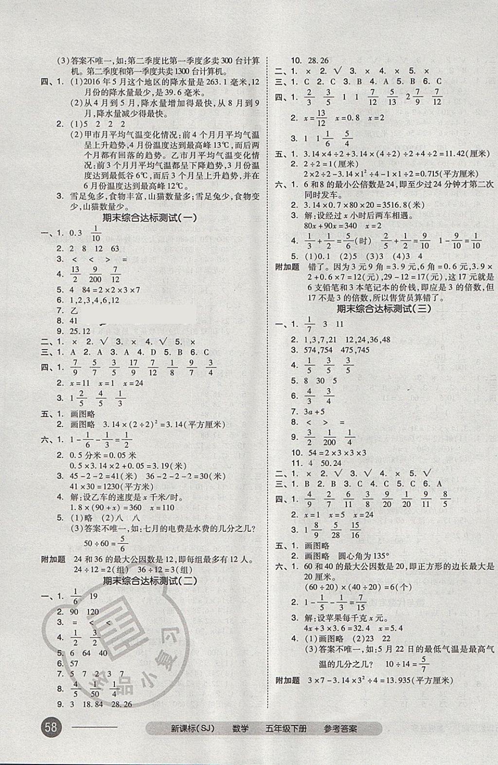 2018年全品小復習五年級數(shù)學下冊蘇教版 第7頁