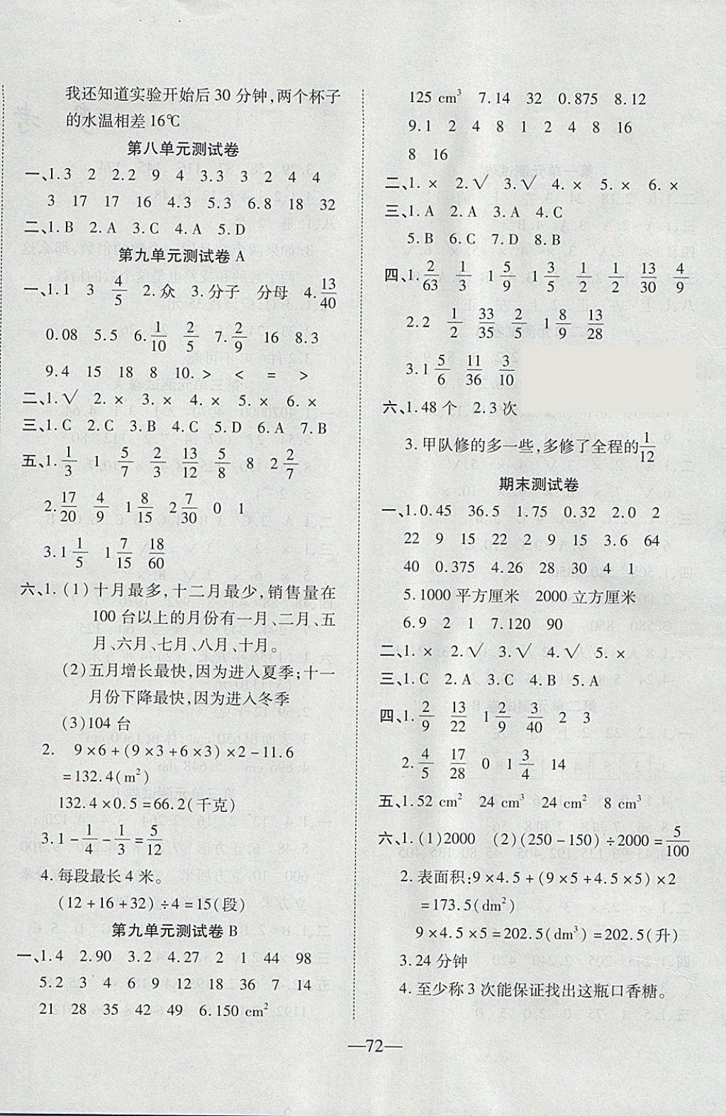 2018年名題金卷五年級數(shù)學下冊人教版 第4頁