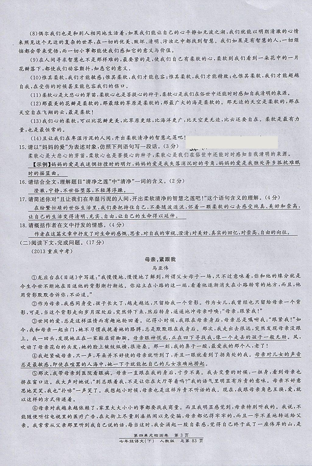 2018年匯文圖書(shū)卓越課堂七年級(jí)語(yǔ)文下冊(cè)人教版江西專用 第16頁(yè)