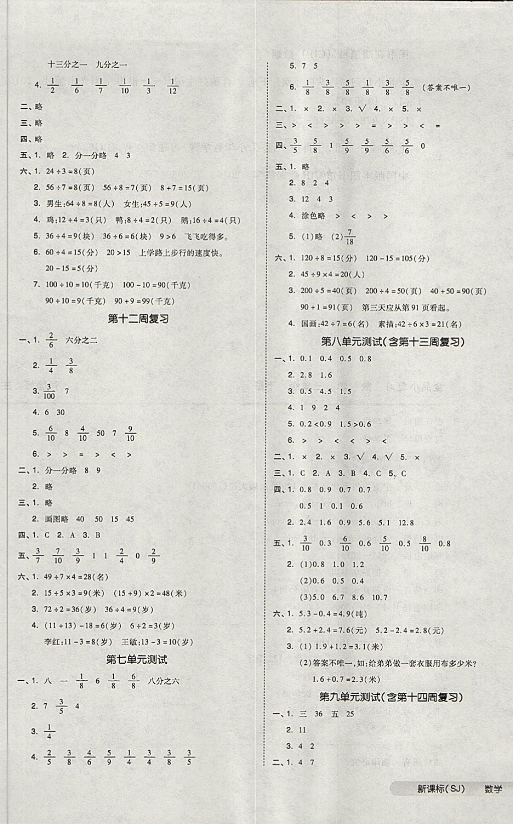 2018年全品小复习三年级数学下册苏教版 第5页