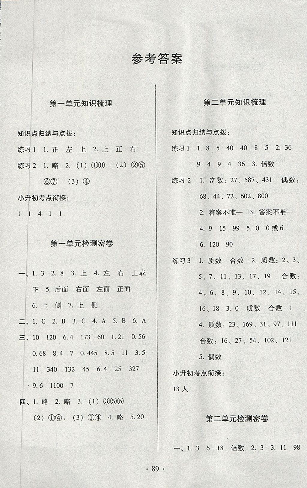 2018年单元期末冲刺100分五年级数学下册人教版北京工业大学出版社 第1页