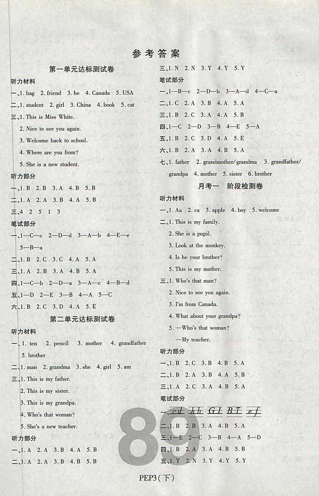 2018年期末100分沖刺卷三年級(jí)英語(yǔ)下冊(cè)人教PEP版 第1頁(yè)