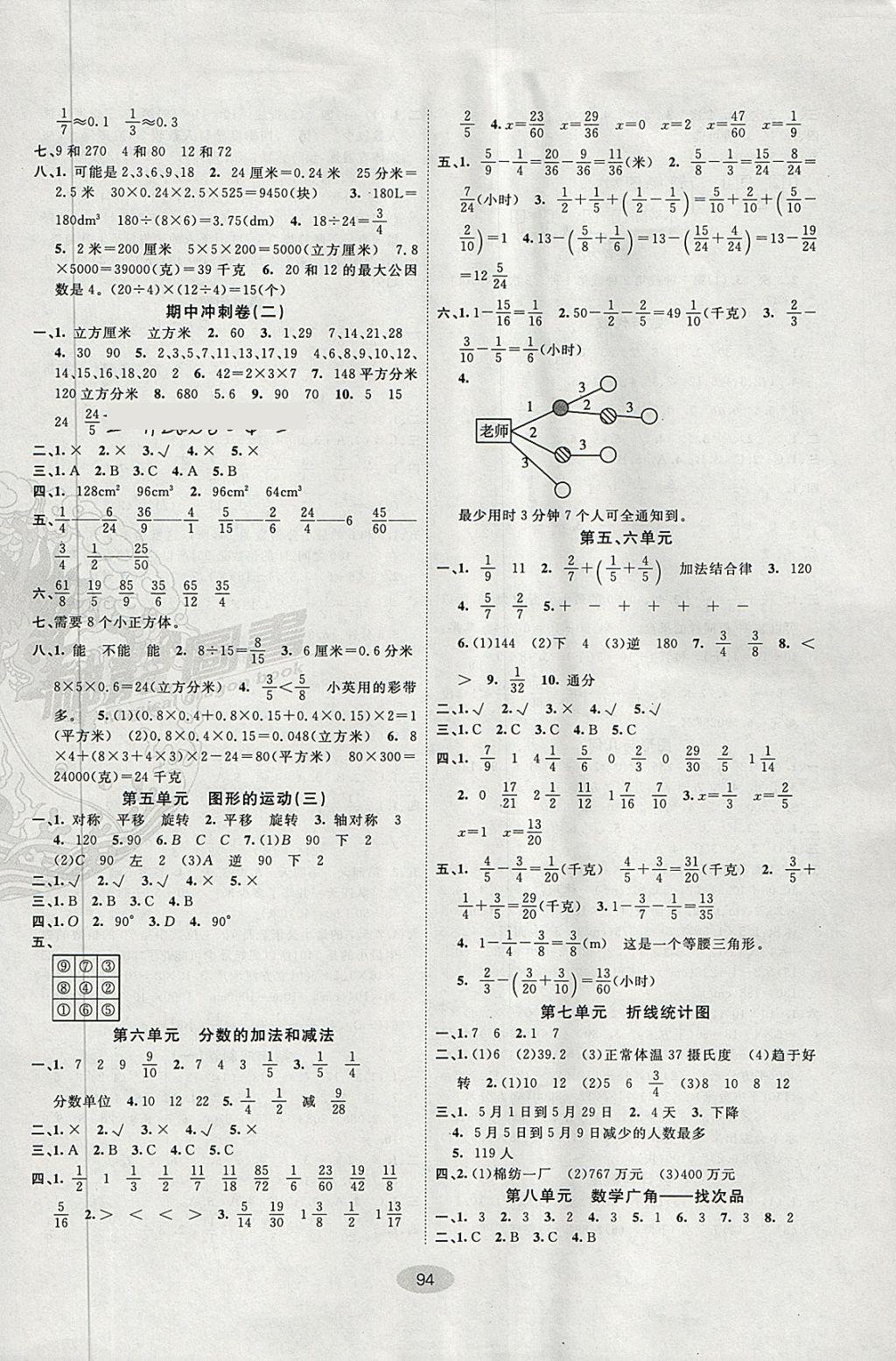 2018年期末100分闖關(guān)海淀考王五年級(jí)數(shù)學(xué)下冊(cè)人教版 第2頁