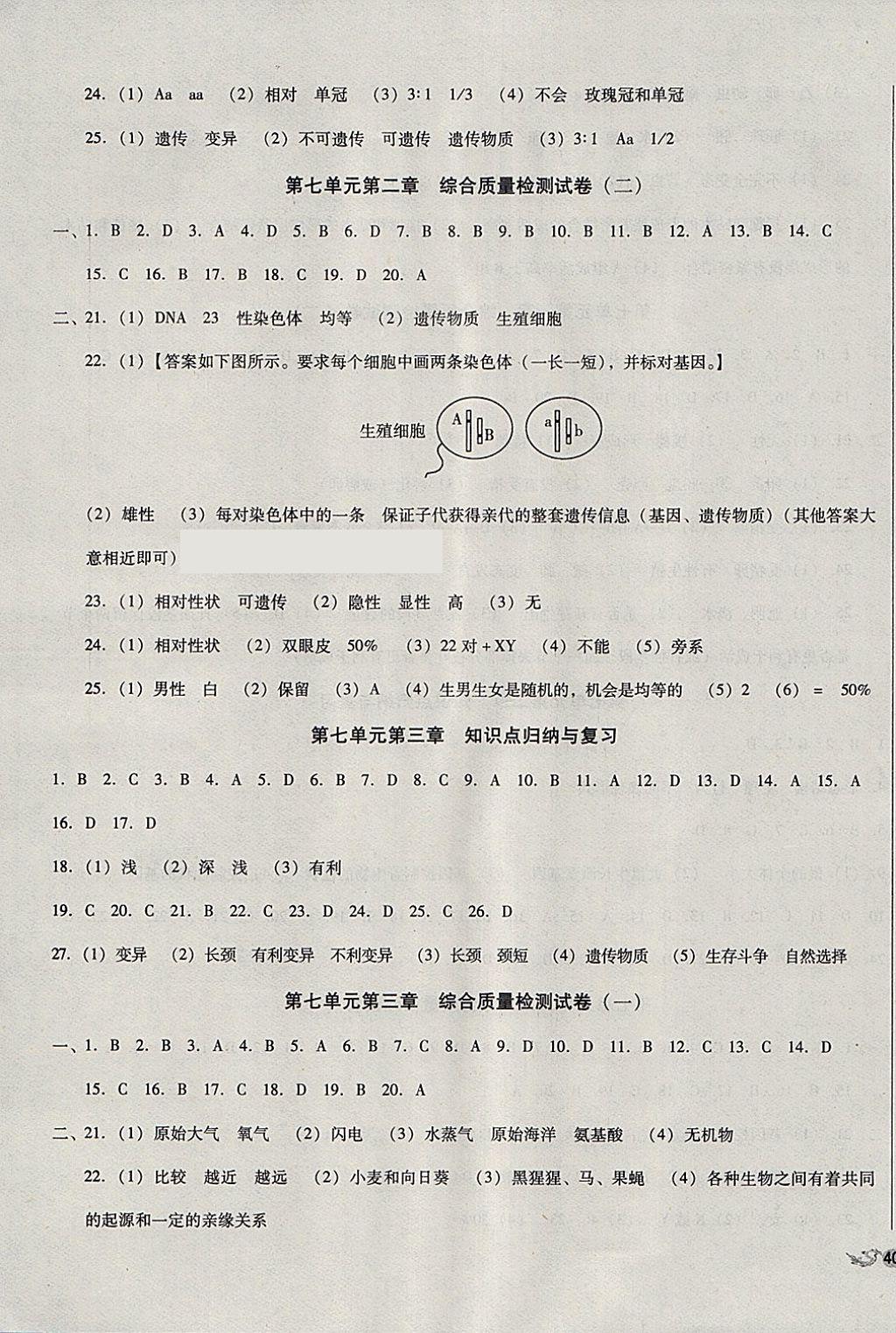 2018年单元加期末复习与测试八年级生物下册人教版 第3页