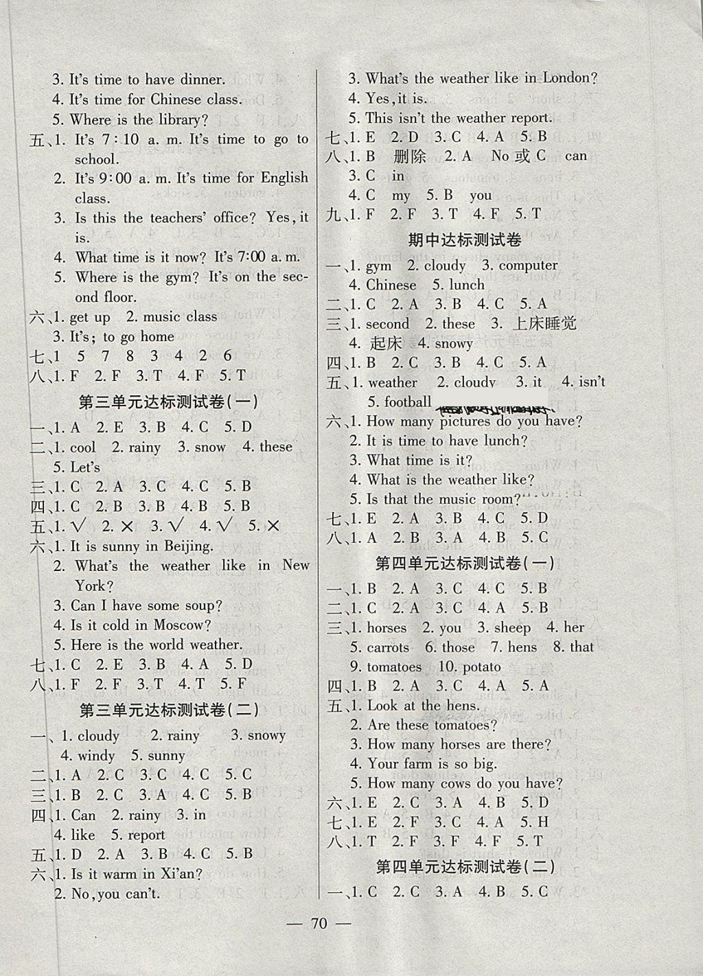2018年樂學名校點金卷四年級英語下冊人教PEP版 第2頁