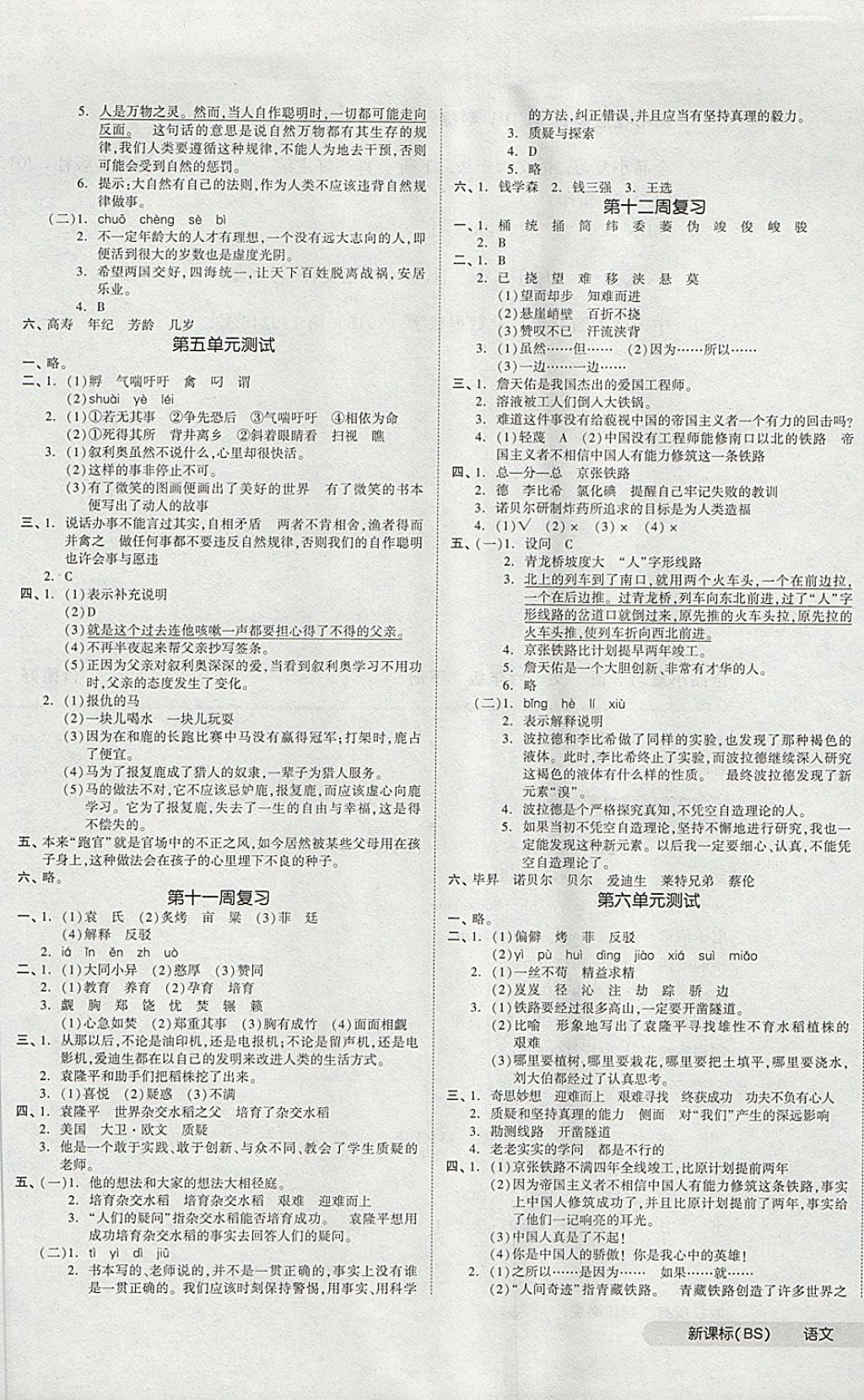 2018年全品小復(fù)習(xí)六年級語文下冊北師大版 第5頁