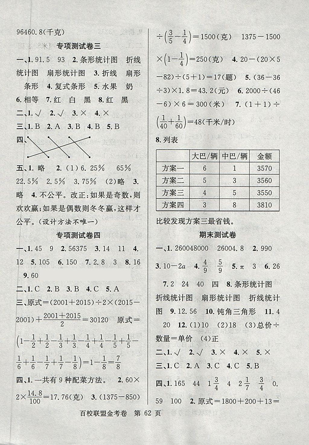 2018年百校联盟金考卷六年级数学下册北师大版 第6页