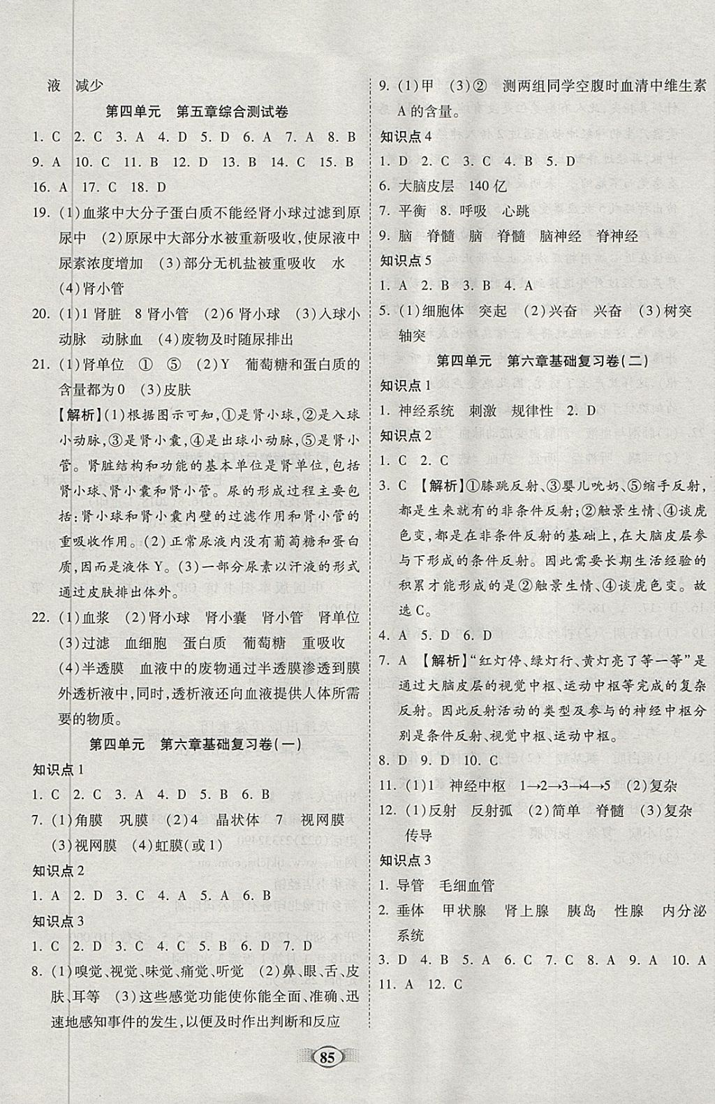 2018年金質(zhì)教輔直擊中考培優(yōu)奪冠金卷七年級生物下冊人教版 第5頁