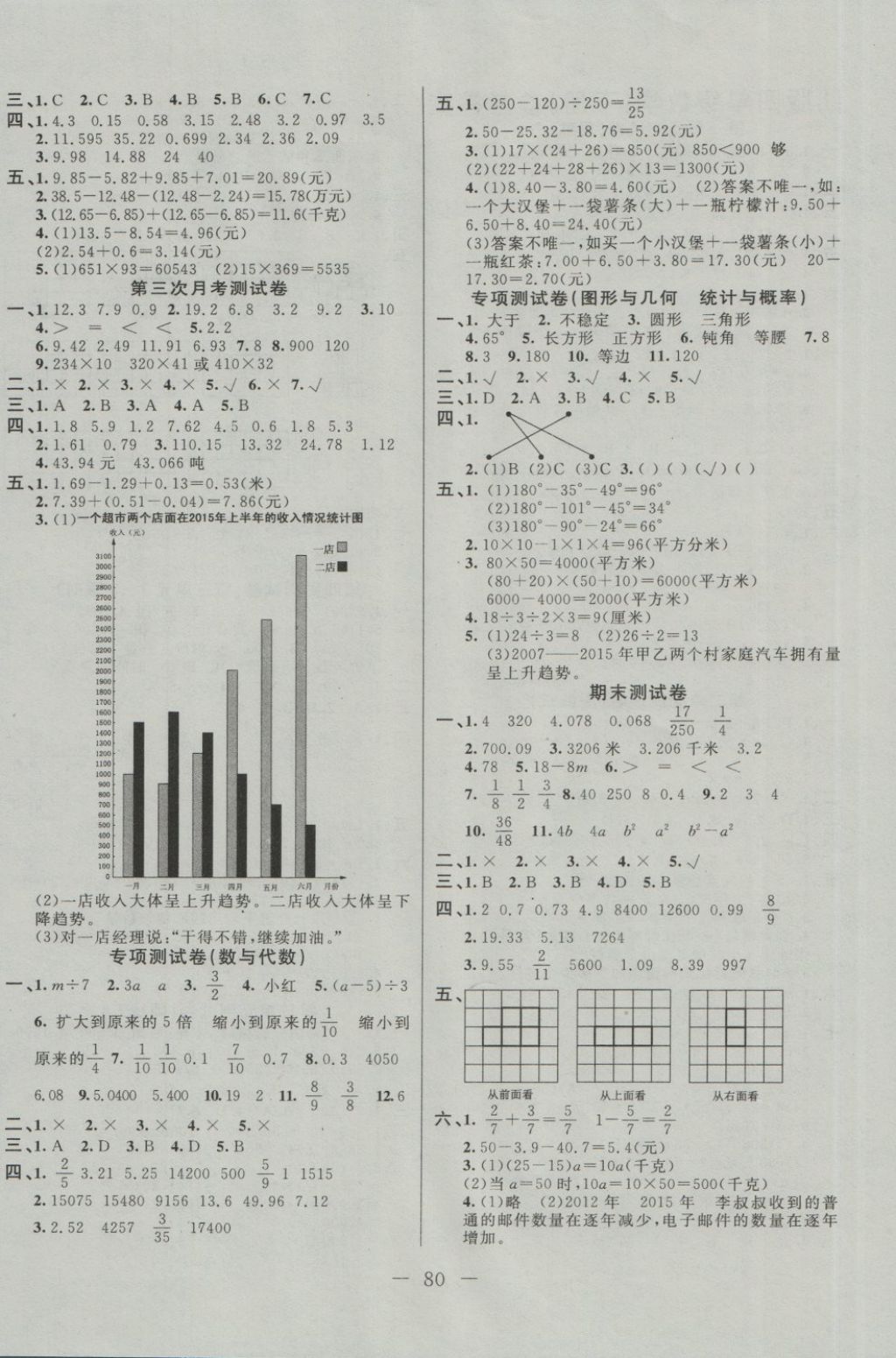 2018年黃岡海淀大考卷單元期末沖刺100分四年級數(shù)學下冊冀教版 第4頁