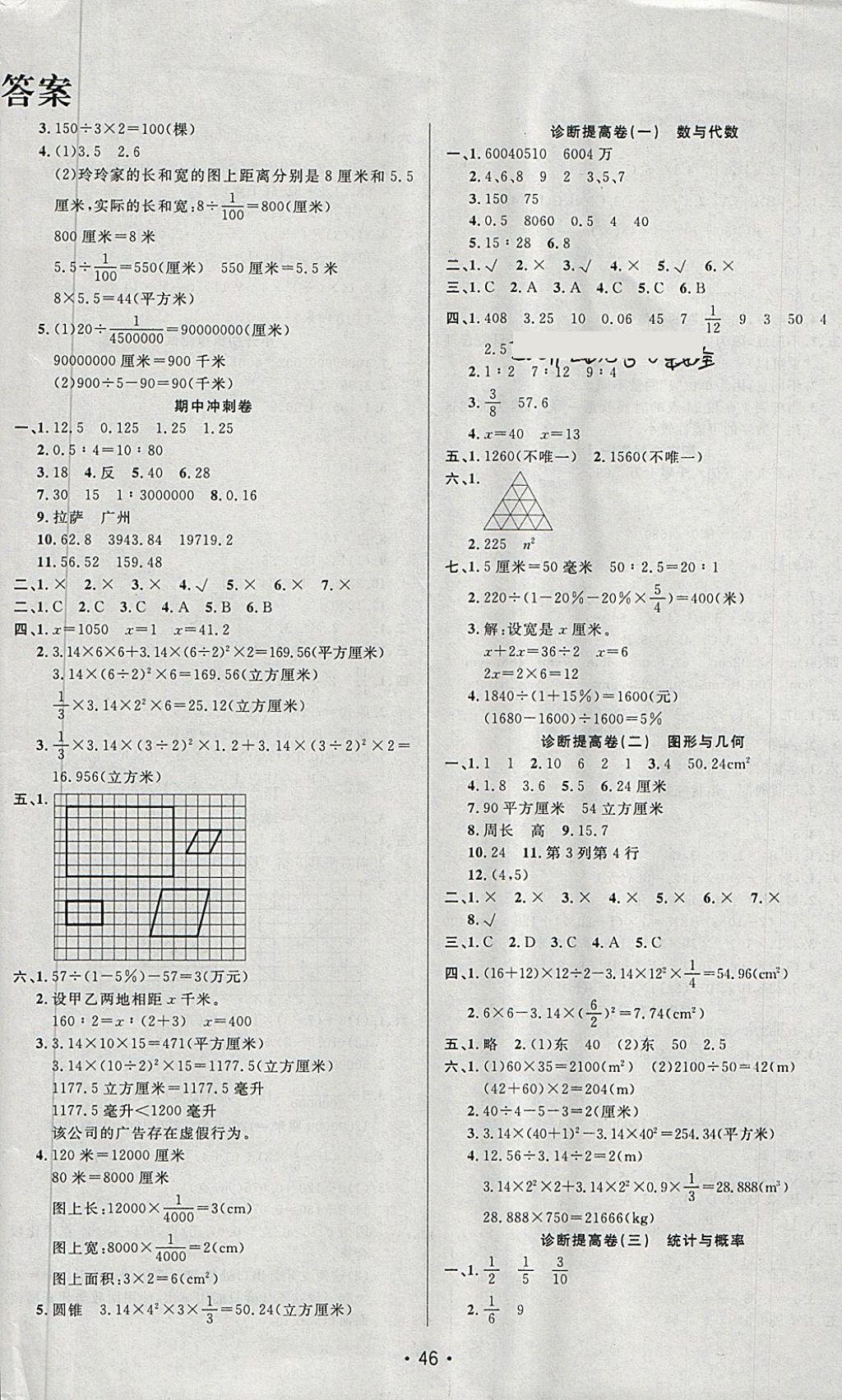 2018年三翼新學(xué)案單元測試卷六年級數(shù)學(xué)下冊人教版 第2頁