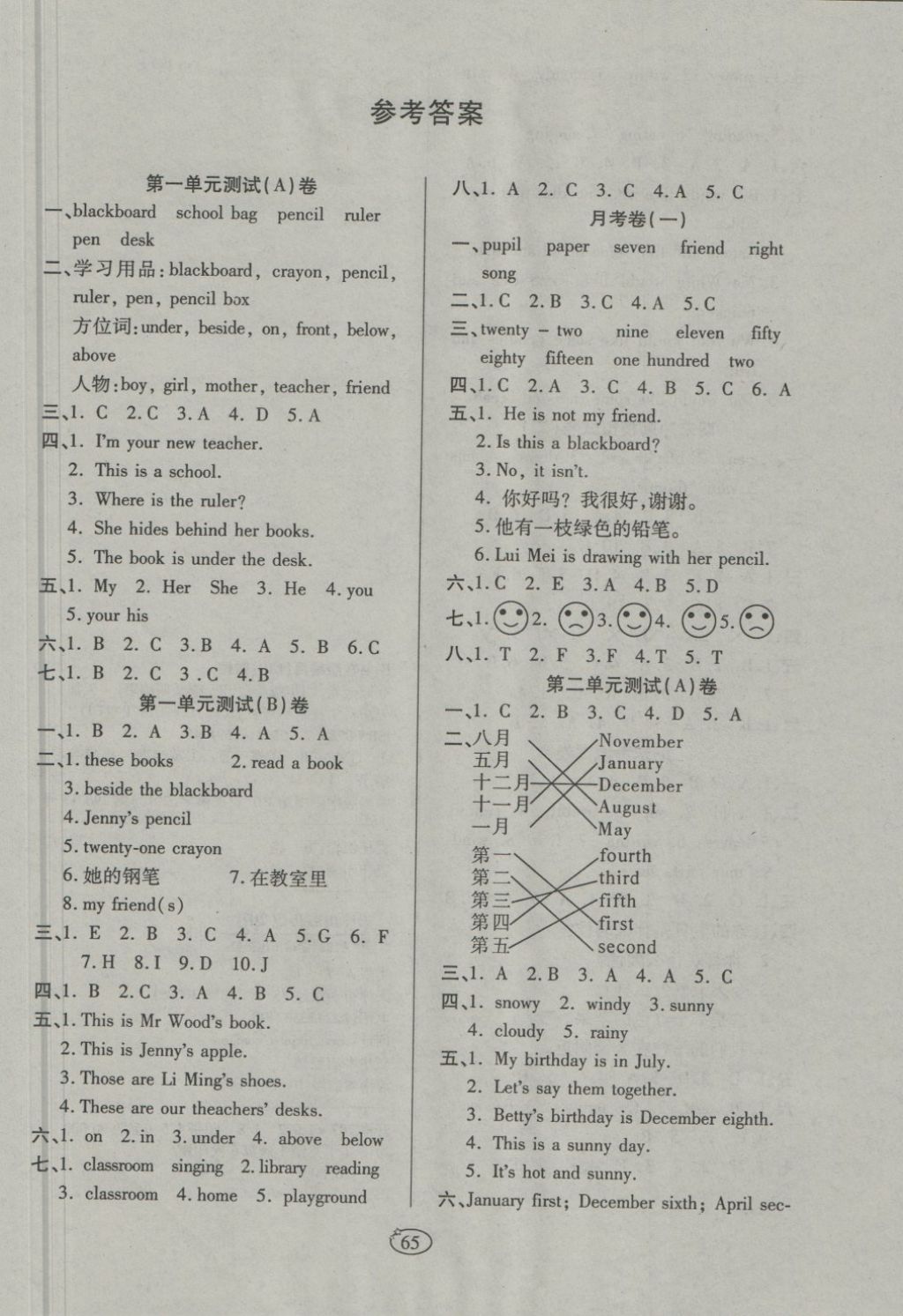 2018年金质教辅培优夺冠金卷四年级英语下册冀教版 第1页