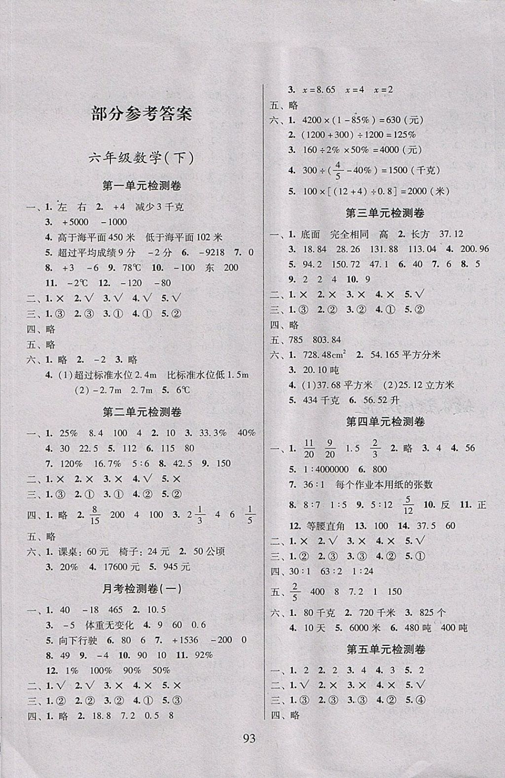 2018年A加期末沖刺100分六年級(jí)數(shù)學(xué)下冊(cè) 第1頁(yè)