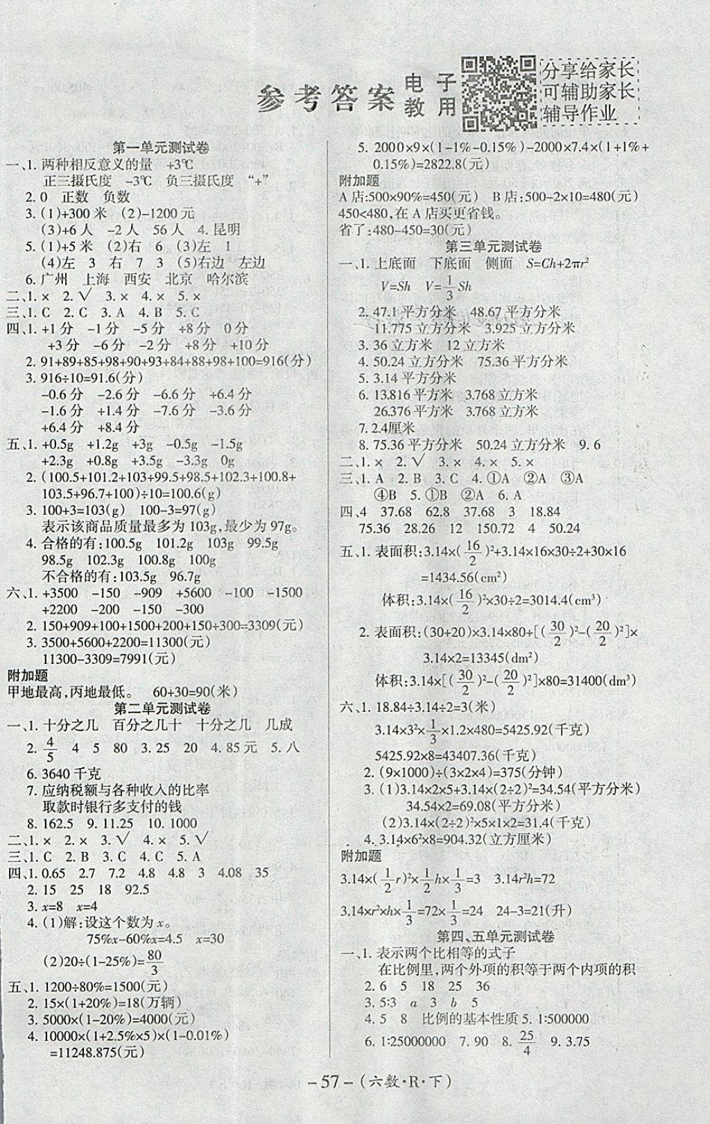 2018年优佳好卷六年级数学下册人教版 第1页