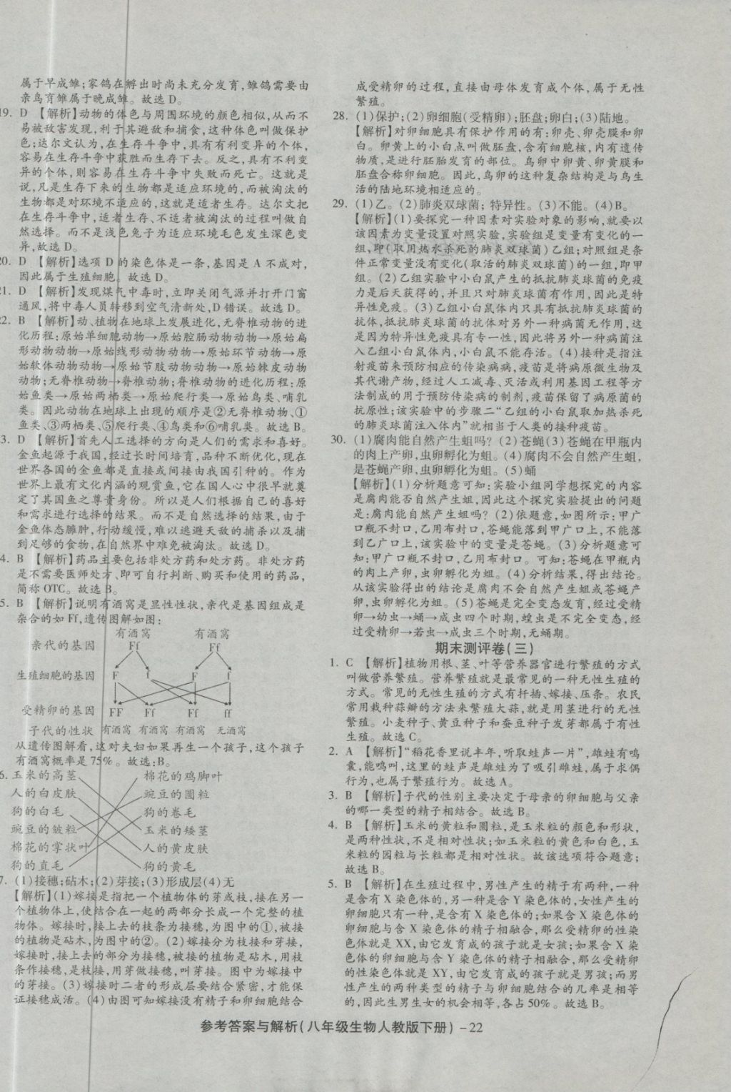 2018年练考通全优卷八年级生物下册人教版 第22页