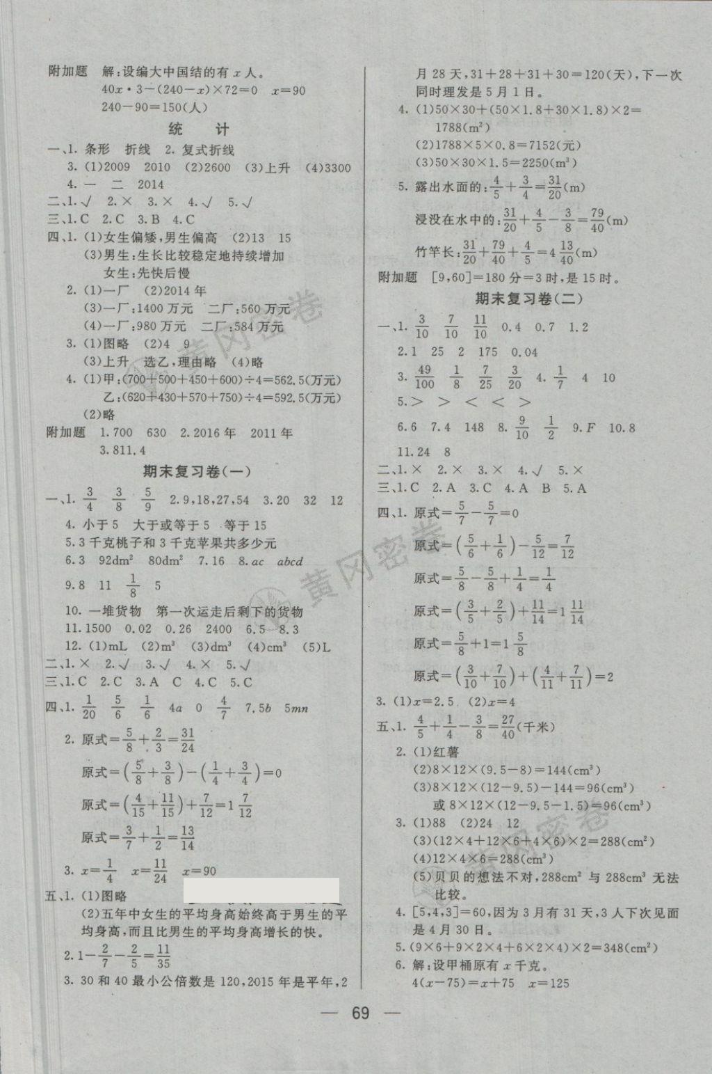 2018年王后雄黃岡密卷五年級(jí)數(shù)學(xué)下冊(cè)西師大版 第5頁(yè)