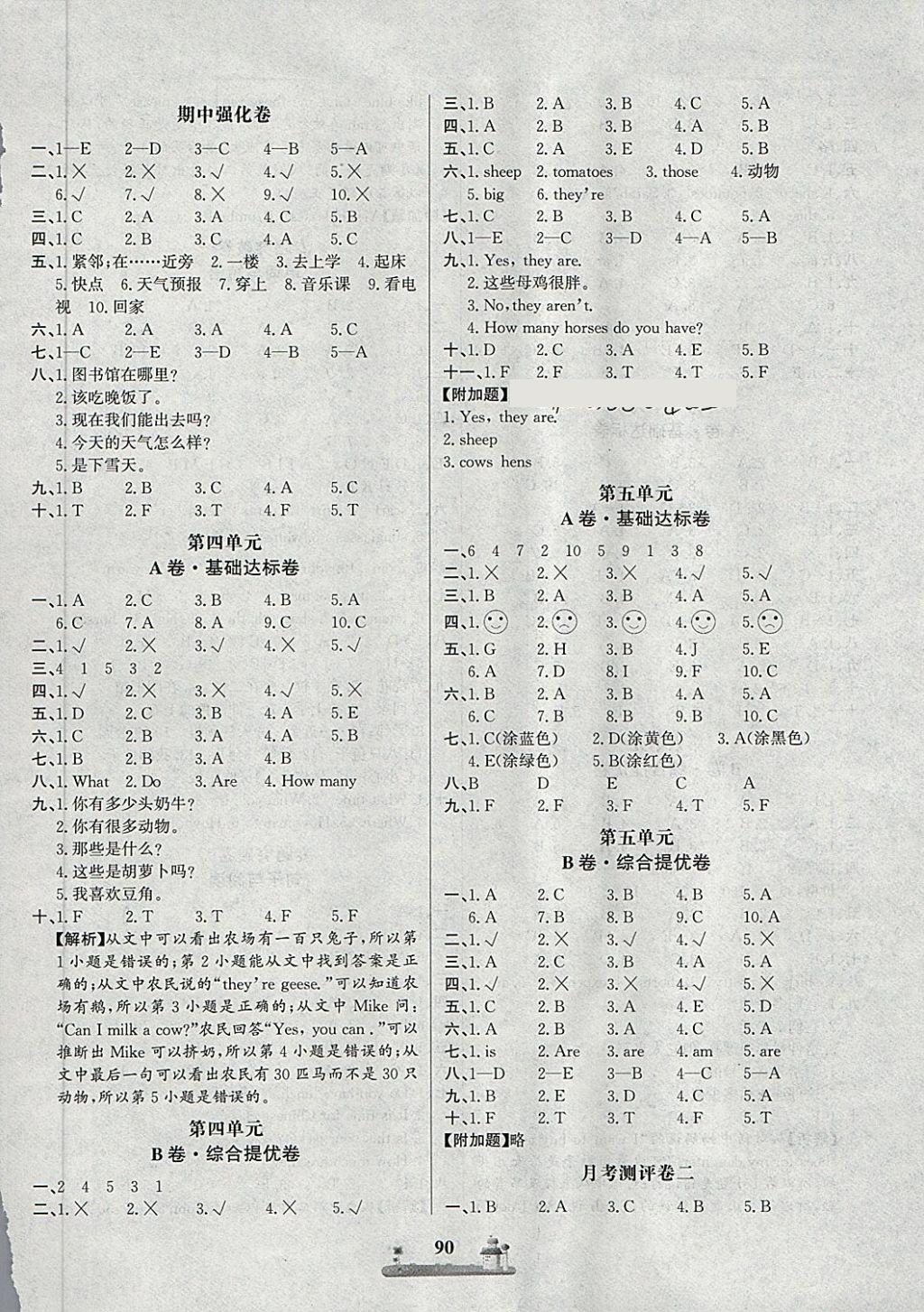 2018年同步训练全优达标测试卷四年级英语下册人教版 第6页