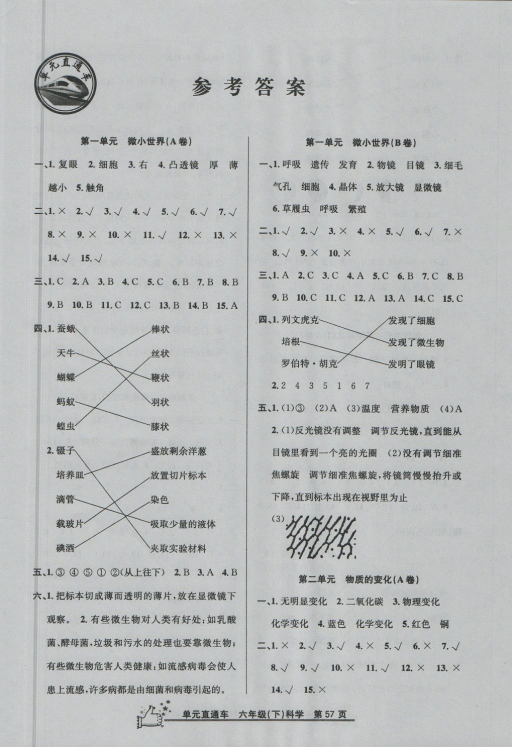 2018年開源圖書單元直通車六年級(jí)科學(xué)下冊(cè)教科版 第1頁