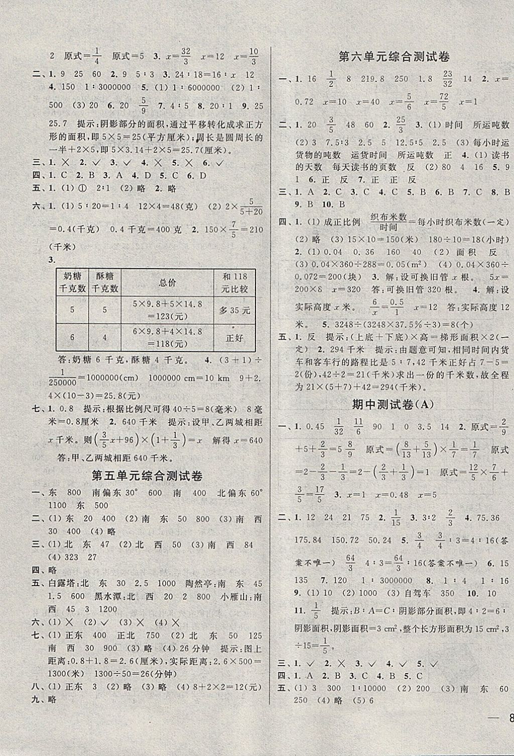 2018年同步跟踪全程检测六年级数学下册江苏版 第3页