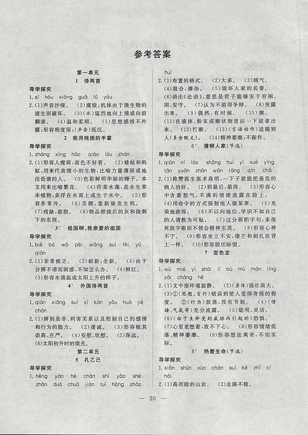 2018年體驗型學(xué)案體驗新知高效練習(xí)九年級語文下冊人教版 第25頁