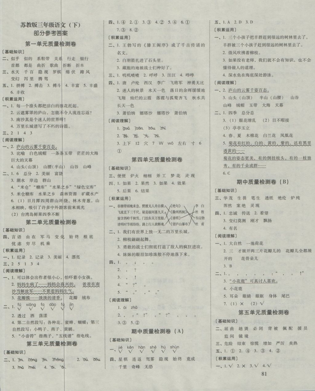 2018年云南师大附小一线名师核心试卷三年级语文下册苏教版 第1页