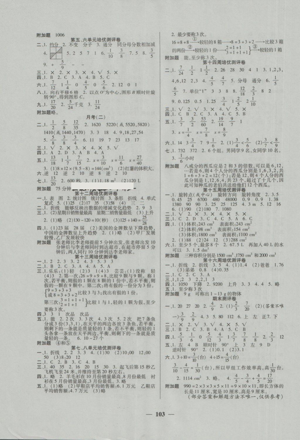 2018年培優(yōu)名卷全能卷五年級數學下冊A版 第3頁