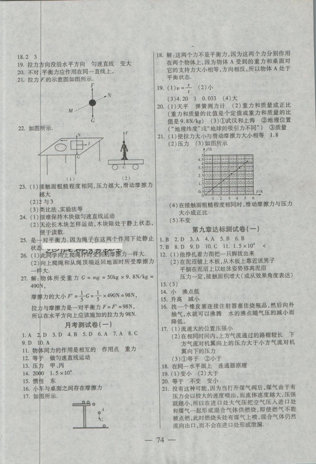 2018年名師金考卷八年級物理下冊人教版 第2頁