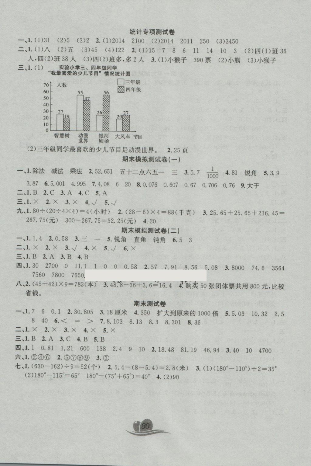 2018年黃岡海淀大考卷單元期末沖刺100分四年級數學下冊人教版 第4頁