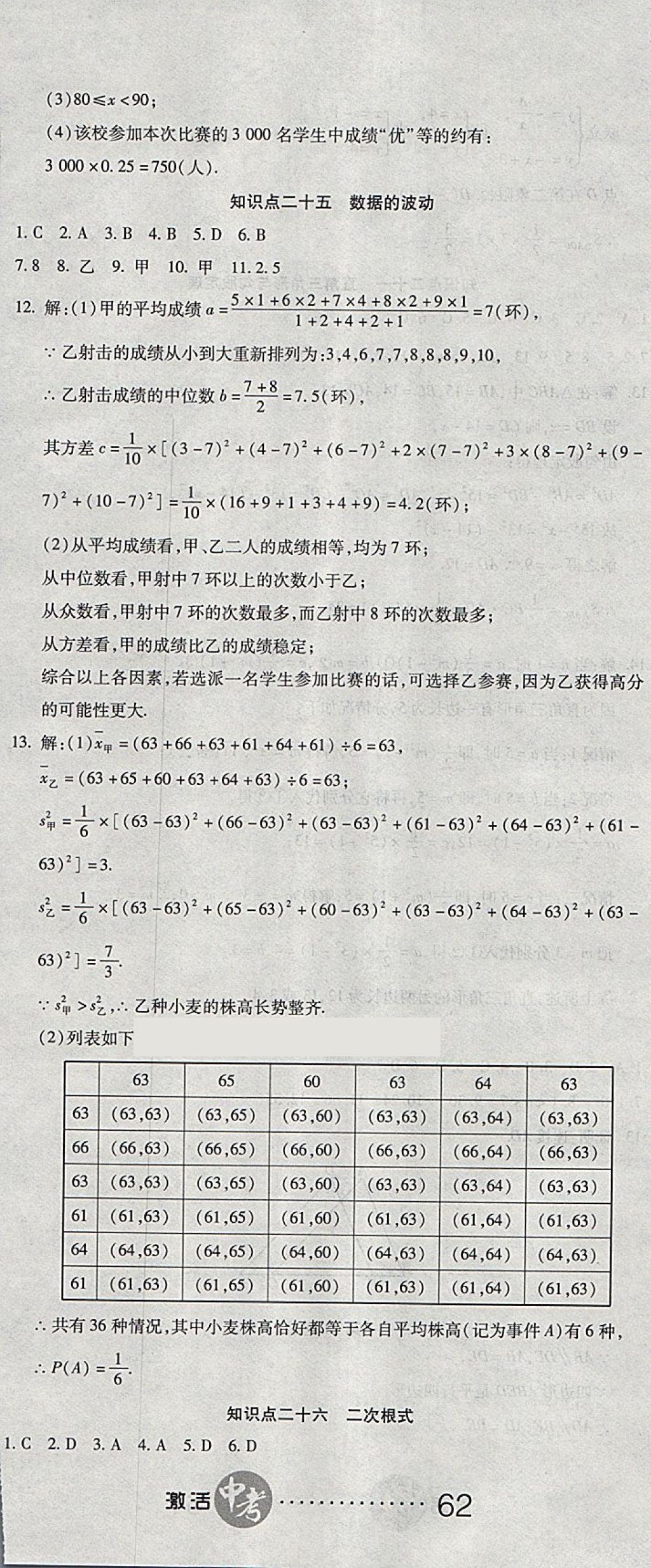 2018年初中学业水平测试用书激活中考数学 第17页