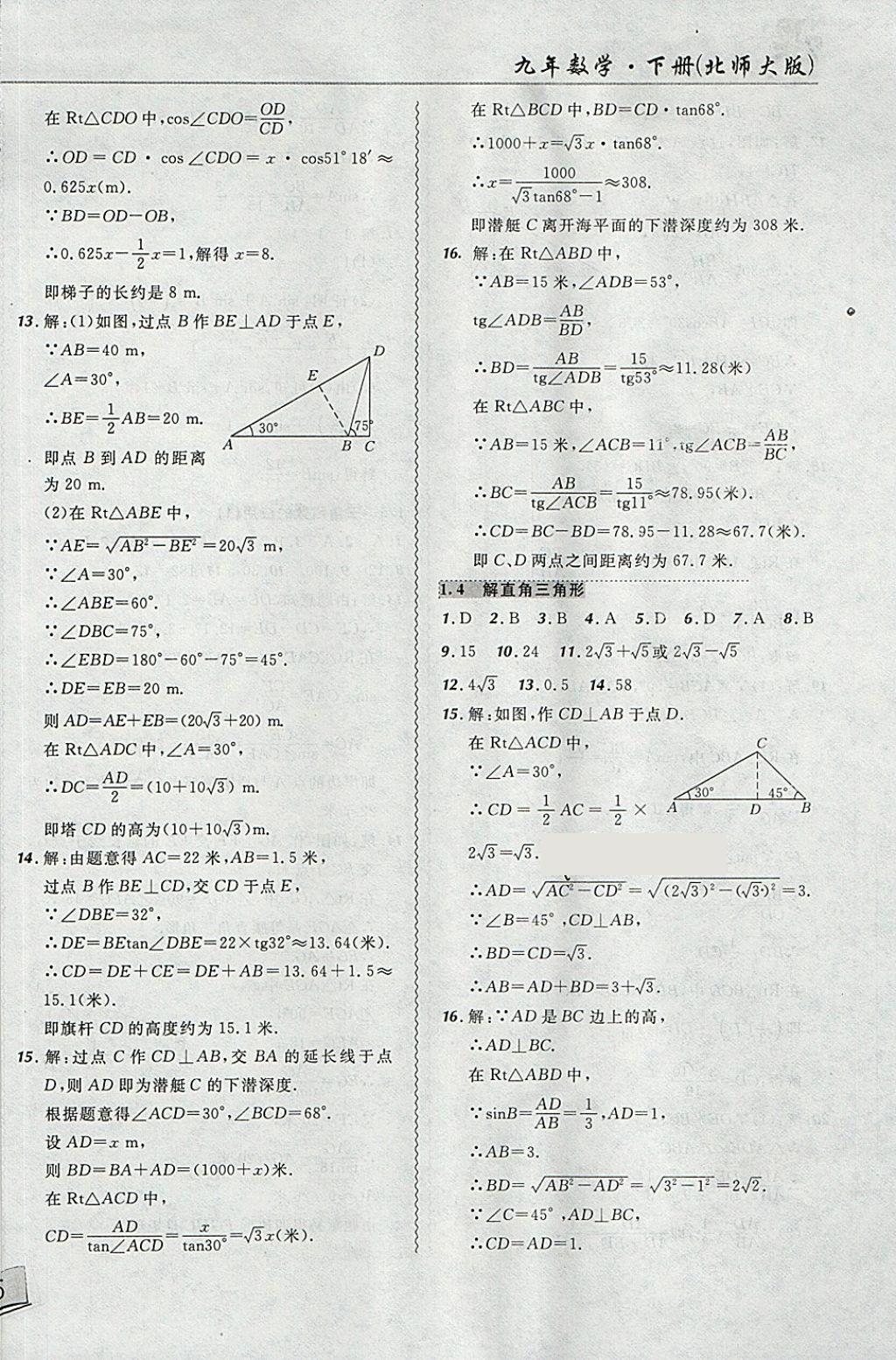 2018年北大綠卡課課大考卷九年級數(shù)學(xué)下冊北師大版 第2頁