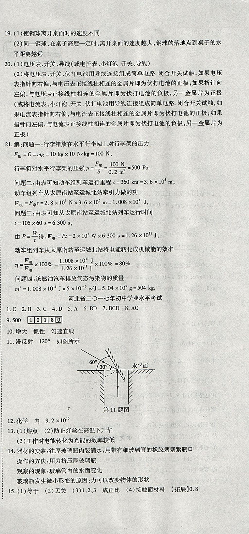 2018年初中学业水平测试用书激活中考物理 第21页