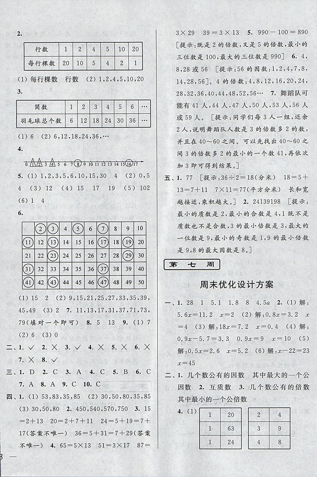 2018年亮點(diǎn)給力周末優(yōu)化設(shè)計(jì)大試卷五年級(jí)數(shù)學(xué)下冊(cè)江蘇版 第8頁(yè)