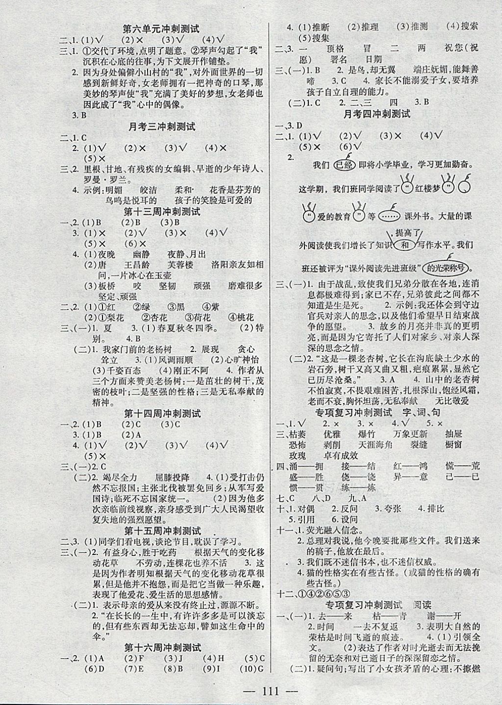 2018年精英教程过关冲刺100分六年级语文下册人教版 第3页