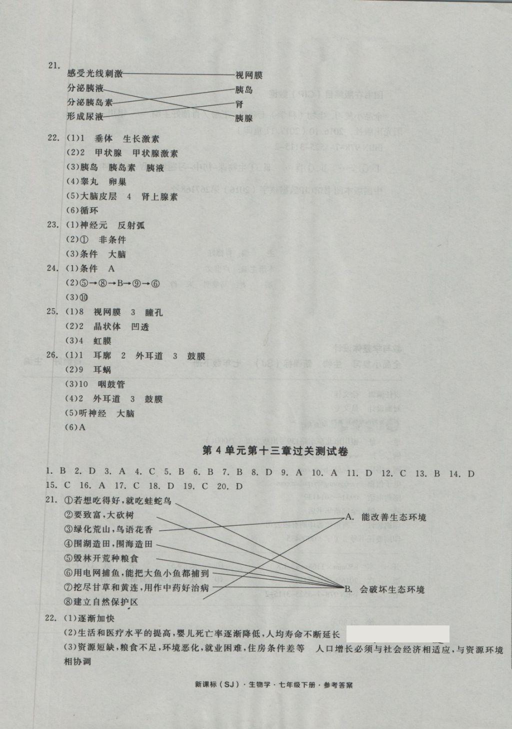 2018年全品小复习七年级生物学下册苏教版 第5页