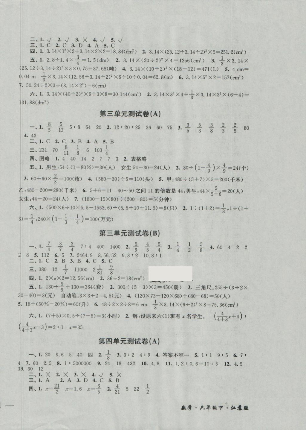 2018年名師點撥培優(yōu)密卷六年級數(shù)學下冊江蘇版 第2頁